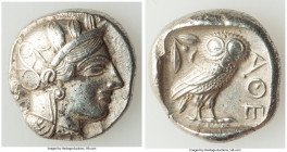 ATTICA. Athens. Ca. 440-404 BC. AR tetradrachm (25mm, 17.15 gm, 1h). Choice XF. Mid-mass coinage issue. Head of Athena right, wearing earring, necklac...