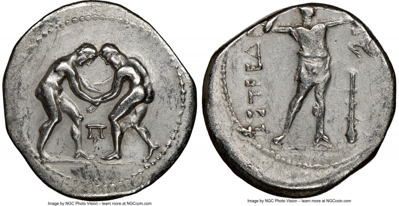 PAMPHYLIA. Aspendus. Ca. 325-250 BC. AR stater (24mm, 12h). NGC VF. Two wrestler...