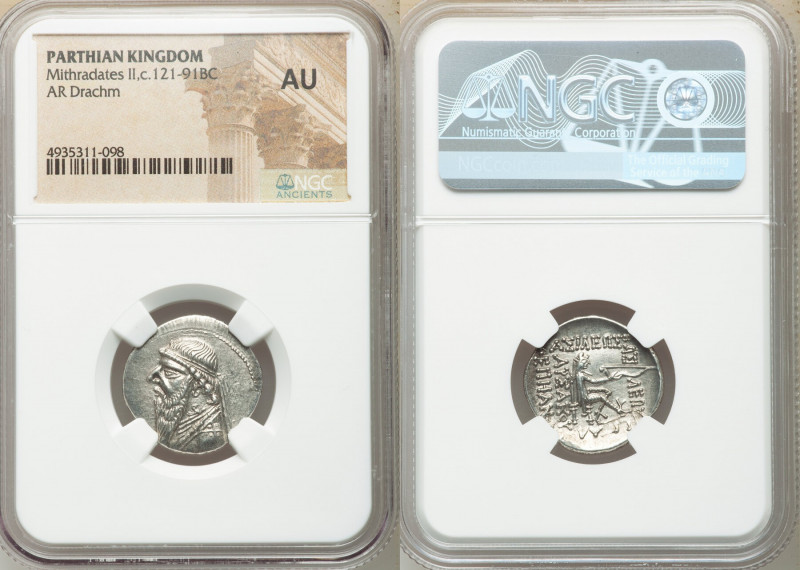PARTHIAN KINGDOM. Mithradates II (ca. 121-91 BC). AR drachm (21mm, 12h). NGC AU....