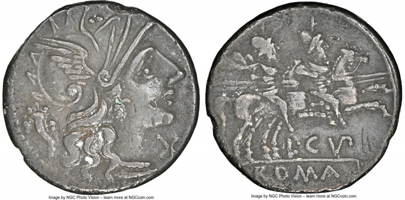 L. Cupiennius (ca. 147 BC). AR denarius (18mm, 3.75 gm, 7h). NGC XF 5/5 - 2/5, e...