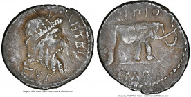 Q. Caecilius Metellus Pius Scipio, as Imperator (47-46 BC). AR denarius (17mm, 3.30 gm, 5h). NGC VF 4/5 - 2/5, scuff. Military mint traveling with Sci...