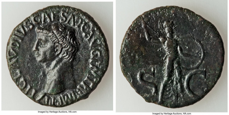 Claudius I (AD 41-54). AE as (28mm, 9.77 gm, 12h). XF, tooled. Rome, ca. AD 50-5...
