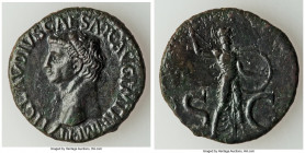 Claudius I (AD 41-54). AE as (28mm, 9.77 gm, 12h). XF, tooled. Rome, ca. AD 50-54. TI CLAVDIVS CAESAR AVG P M TR P IMP P P, bare head of Claudius I le...