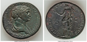 Trajan (AD 98-117). AE sestertius (33mm, 27.93 gm, 6h). Choice Fine, tooled. Rome, AD 114-117. IMP CAES NER TRAIANO OPTIMO AVG GER DAC P M TR P COS VI...