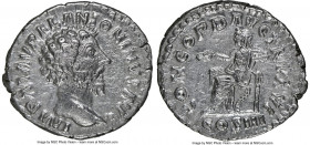 Marcus Aurelius, as Augustus (AD 161-180). AR denarius (18mm, 11h). NGC Choice VF. Rome, AD 162. IMP M AVREL ANTONINVS AVG, laureate head of Marcus Au...