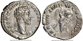 Commodus (AD 177-192). AR denarius (19mm, 6h). NGC XF. Rome, AD 183-184. M COMMODVS-ANTON AVG PIVS, laureate head of Commodus right / P M TR P VIIII•I...