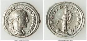 Maximinus I (AD 235-238). AR denarius (21mm, 3.25 gm, 6h). Choice XF. Rome, AD 236-238. MAXIMINVS PIVS AVG GERM, laureate, draped and cuirassed bust o...