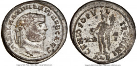 Galerius, as Caesar (AD 305-311). AE follis or BI nummus (28mm, 12h). NGC Choice XF, Silvering. Alexandria, 1st officina, ca. AD 301. GAL VAL MAXIMIAN...