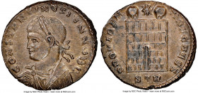 Constantine II, as Caesar (AD 337-340). AE3 or BI nummus (18mm, 1h). NGC MS. Trier, 2nd officina, ca. AD 326. CONSTANTINVS IVN NOB C, laureate, draped...