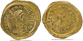 Tiberius II Constantine (AD 578-582). AV tremissis (17mm, 1.49 gm, 6h). NGC MS 5/5 - 3/5, wavy flan. Constantinople. d M COSTAN-TINVS PP AI, pearl-dia...