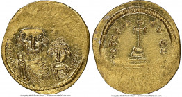 Heraclius (AD 610-641), and Heraclius Constantine. AV solidus (22mm, 4.48 gm, 6h). NGC MS 3/5 - 3/5. Constantinople, uncertain officina, ca. AD 616-62...