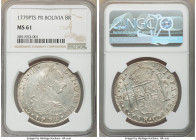 Charles III 8 Reales 1779 PTS-PR MS61 NGC, Potosi mint, KM55. Lustrous and lightly silver toned.

HID09801242017

© 2020 Heritage Auctions | All R...