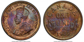 George V Cent 1935 MS65 Brown PCGS, Royal Canadian mint, KM28. A brilliant gem specimen with flashes of violet, emerald, and mint red.

HID098012420...