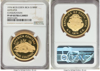 Republic gold Proof "Anteater" 1500 Colones 1974 PR69 Ultra Cameo NGC, British Royal mint, KM202, Fr-28. Mintage: 726. Conservation series. A scarce c...