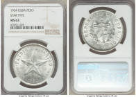Republic "Star" Peso 1934 MS63 NGC, KM15.2. Mint bloom with white untoned surfaces. 

HID09801242017

© 2020 Heritage Auctions | All Rights Reserv...