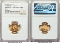 Republic gold Proof "Archbishop Makarios Fund" Medallic 1/2 Sovereign 1966 PR67 NGC, KM-XM3. Possessing cascading mint brilliance across fully struck-...