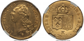 Louis XVI gold 2 Louis d'or 1786-K AU58 NGC, Bordeaux mint, KM592.8, Fr-474. Very little flatness exists and the fields show a bit of circulation as t...