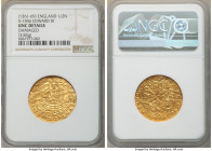 Edward III (1327-1377) gold 1/2 Noble ND (1361-1369) UNC Details (Damaged) NGC, Tower mint, Cross Pattee mm, S-1506. Treaty Period. 3.83gm. 27mm. An e...
