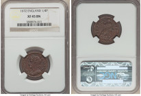 Charles II Farthing 1672 XF45 Brown NGC, KM436.1. Glossy, chestnut-brown surfaces abound this attractive mid-grade Farthing.

HID09801242017

© 20...