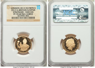 Elizabeth II 3-Piece Certified gold Proof London Olympics "Stronger" Set 2012 PR70 Ultra Cameo NGC, 1) gold "Vulcan" 25 Pounds - KM1219 2) gold "Miner...
