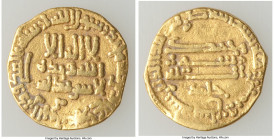 Abbasid. temp. Harun al-Rashid (AH 170-193 / AD 789-809) gold Dinar AH 187 (AD 803/804) VF (Graffiti), No mint, A-218.3A (RR). 17mm. 3.76gm. A rare da...