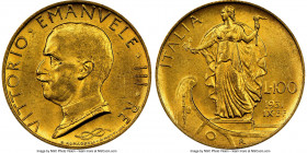 Vittorio Emanuele III gold 100 Lire Anno IV (1931)-R MS62 NGC, Rome mint, KM72. Imbued with a full cartwheel luster swirling effortlessly across the w...