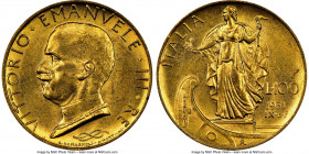 Vittorio Emanuele III gold 100 Lire Anno IX (1931)-R MS62 NGC, Rome mint, KM72. An alluring, near-Choice Mint State offering boasting satiny peripheri...
