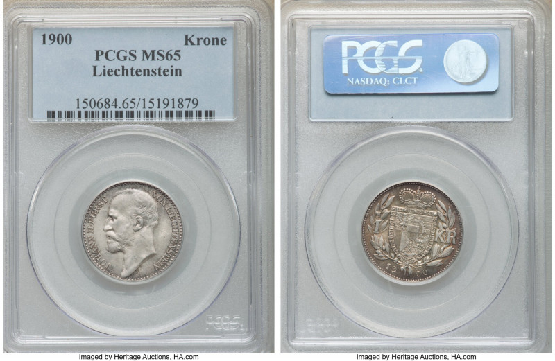 Johann II Krone 1900 MS65 PCGS, KM-Y2. A satiny gem selection. 

HID0980124201...