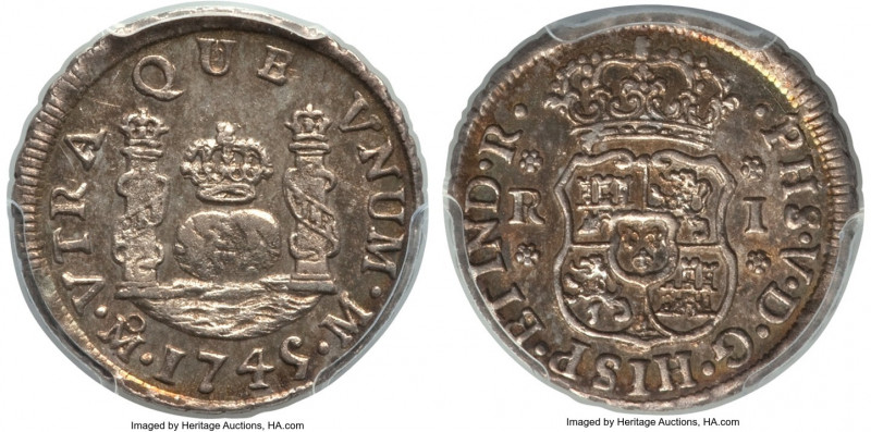 Philip V Real 1745 Mo-M MS63 PCGS, KM75.2. Rare in choice condition, this wonder...