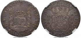 Charles III 8 Reales 1767 Mo-MF AU58 NGC, Mexico City mint, KM105. Some minor nicks and hairlines beneath the gray patina. Ex. Heritage Auction #3053 ...