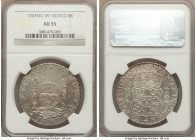 Charles III 8 Reales 1767 Mo-FM AU55 NGC, Mexico City mint, KM105. With all-over, silvery-gray patina and areas of russet tone, this is a sharp, light...
