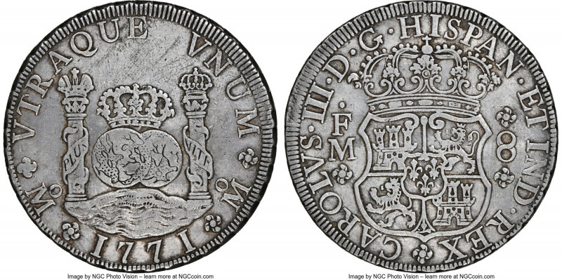 Charles III 8 Reales 1771 Mo-FM XF Details (Cleaned) NGC, Mexico City mint, KM10...