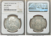 Charles III 8 Reales 1788 Mo-FM UNC Details (Cleaned) NGC, Mexico City mint, KM106.2a. Of inspiring brilliance, with scattered patches of hairlines in...