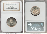 Republic 25 Centavos 1889 Go-R MS64 NGC, Guanajuato mint, KM406.5. An exceptionally flashy representative with semi-Prooflike features and sweeping, s...