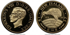 Edward VIII gilt Specimen Piefort INA Retro Fantasy Issue "Kiwi" 24 Pence 1937-Dated SP68 PCGS, cf. KM-XM15 (copper-nickel), Giordano-FC56.1a (ae-gilt...