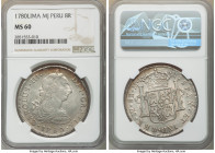 Charles III 8 Reales 1780 LM-MJ MS60 NGC, Lima mint, KM78. Graced with soft silver and amber-brown patina over gleaming fields.

HID09801242017

©...