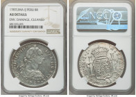 Charles III Pair of Certified 8 Reales 1787 LM-IJ NGC, 1) 8 Reales - AU Details (Environmental Damage, Cleaned), KM78a 2) 8 Reales - XF Details (Clean...