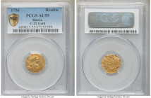 Elizabeth gold Rouble 1756 AU55 PCGS, KM-C22. Attractively preserved for the type, with shimmering, glossy luster. 

HID09801242017

© 2020 Herita...