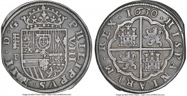 Philip IV 8 Reales 1630 Aqueduct-P VF30 NGC, Segovia mint, KM76, Cal-1588 . A pleasing representative of this early Segovia issue featuring uniform pe...