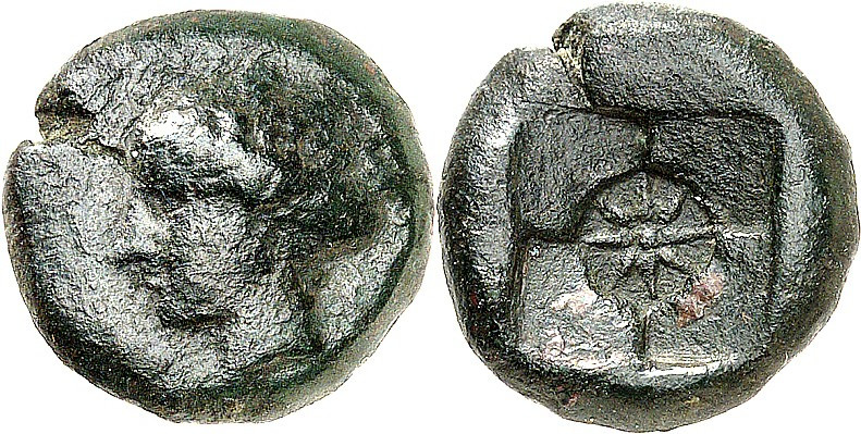 SIZILIEN. 
SYRAKUS (Siracusa). 
AE-Tetras 16mm (um 405 v.Chr.) 4,58g. Kopf der...