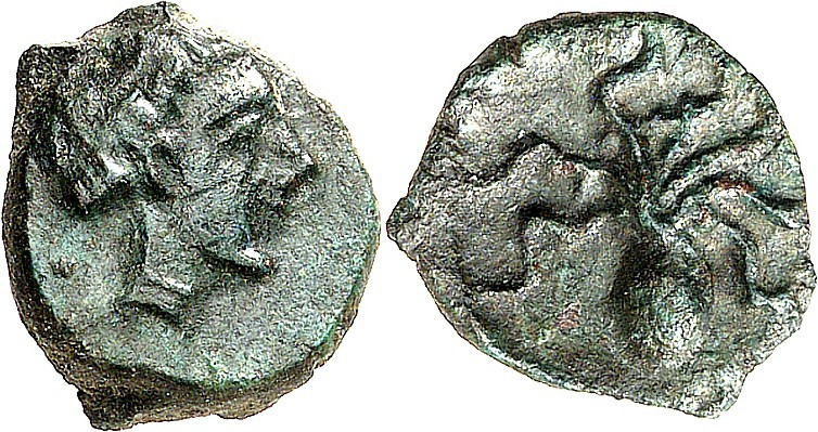 SIZILIEN. 
SYRAKUS (Siracusa). 
AE-11/12mm (um 405 v.Chr.) 1,36g. Kopf der Nik...