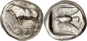 ZYPERN. 
PAPHOS, Stadtkönigreich. 
Onasiokos ca. 425-400 v.Chr. Stater ca. 400 v.Chr. 11,41g. Stier steht n.l. auf Perlenschnur, darunter zypriotisc...