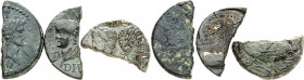 GALLIEN. 
NEMAUSUS. 
Augustus und Agrippa. LOT: 3 x Hälbling, aus As RIC.159 und RIC.158 6,43g, 6,73g, 6,81g. . 

alle mit Patina, ss
