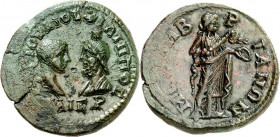 THRAKIEN. 
MESEMBRIA (Nesebar). 
Philippus II. Caesar 244-247. AE-Pentassarion 29/28mm 11,21g. Caesar- u. Sarapisbüste vis \'e0 vis MAR IOULIOS FILI...