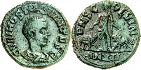 MOESIEN. 
VIMINACIUM (Kostolac). 
Hostilianus, Caesar 250-251. AE-Sesterz 26mm ("12"= 250/251) 13,41g. Paludamentbüste n.r. C VIM (!) OST M OVINTVS ...