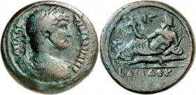 ÄGYPTEN. 
ALEXANDREIA (al-Isqandariyah). 
Hadrianus 118-138. AE-Drachme ("12"=&nbsp;127/128) 25,3g. Büste mit Panzer, Paludamentum und Lorbeerkranz ...