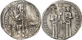 BYZANZ. 
ANDRONIKOS II. und MICHAEL IX. Palaiologoi 1295-1320. Basilikon, anonym (1282/1318) 2,00g, Konstantinopel. Christus thront segnend v.v. IC -...