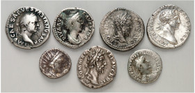 RÖMISCHES KAISERREICH. 
Allgemein: Silbermünzen: Denare. 10 Ag-Prägungen: Denare (Vespasian, Domitian, Trajan, Faustina I., Commodus, Sept. Severus, ...