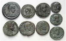 RÖMISCHES KAISERREICH. 
Allgemein: Spätrömische Bronzemünzen. 100 spätrömische Bronzen 14-27mm: ( 286-378 n.Chr.) u.a. Folles Maximianus, AE-Antonini...