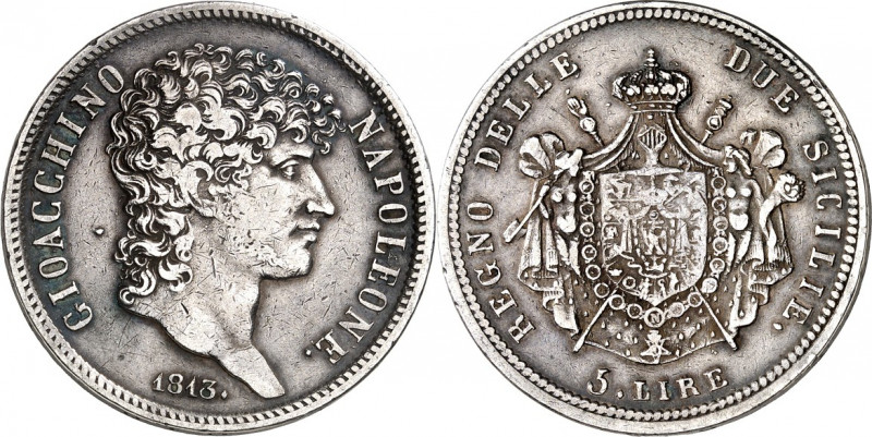 ITALIEN. 
NEAPEL & SIZILIEN. 
Joachim Murat 1808-1815. 5 Lire 1813 Kopf n.r./ ...